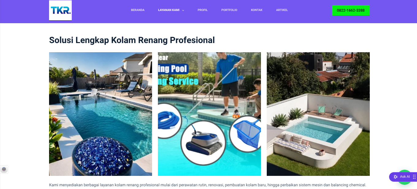 Apa saja peralatan kolam renang?
